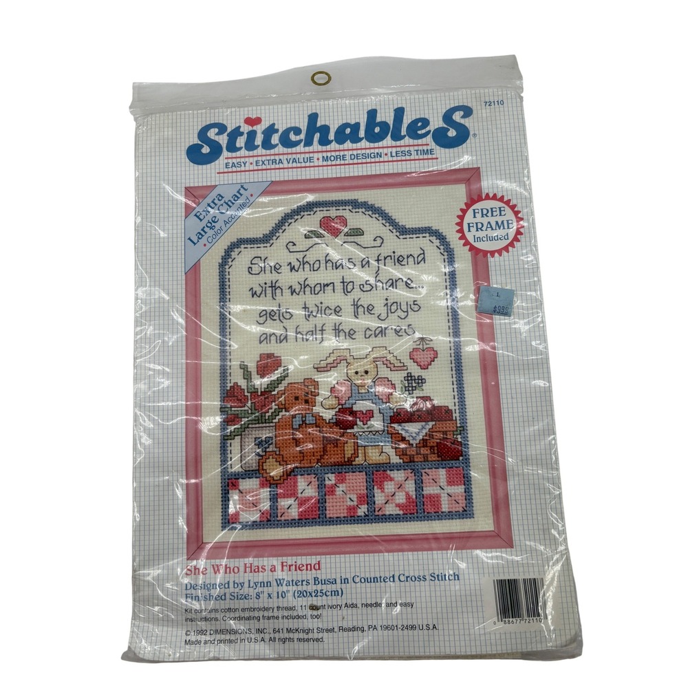 Vintage Dimensions Stitchables Cross Stitch Kit 72110 She Who Has a Friend NOS
